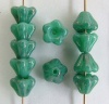 Flower Bell Green 6mm Turquoise Shimmer 63130-14400 Czech Glass Bead x 50